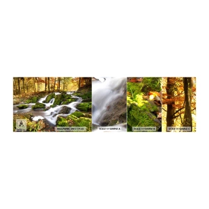 Mostră tapet autocolant Deluxe Sticker - Repede prin pădure de toamnă - Peisaj, pădure, pârâu de munte - 100x30 cm