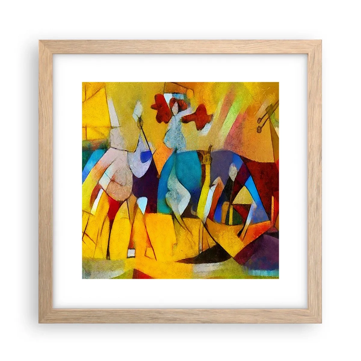 Poster în ramă de stejar deschis - Soare - viață - bucurie - 30x30 cm