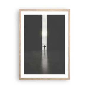 Poster în ramă de stejar deschis - Un pas spre un viitor luminos - 50x70 cm