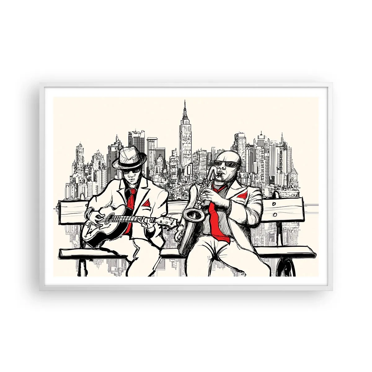 Poster în ramă albă - Improvizație la New York - 100x70 cm