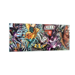Tablou pe sticlă - Visul unui artist tatuator - 100x40 cm