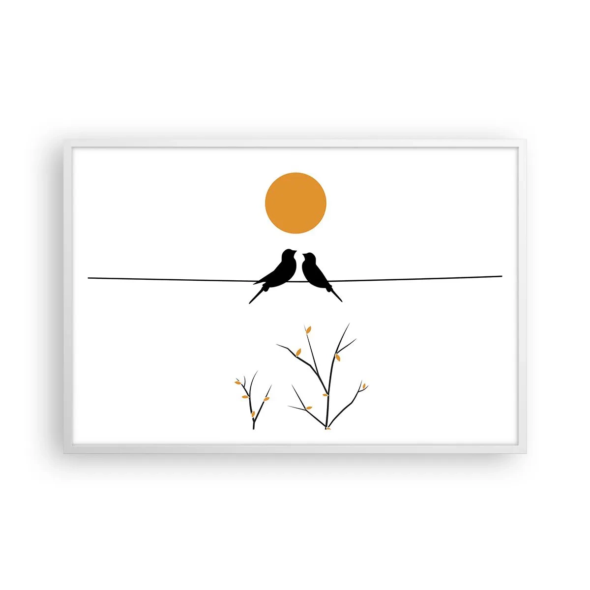 Poster în ramă albă - Seară cu privighetori - 91x61 cm