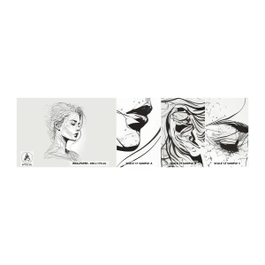 Mostră tapet autocolant Deluxe Sticker - Desenată cu linii - Femeie, Portret, Linia - 100x30 cm