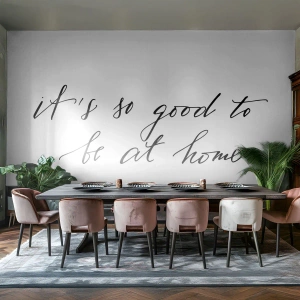 Tapet Standard Eco - Citat caligrafic „E atât de bine să fii acasă” - 100x70cm - Cât de adevărat - Decorațiune modernă pentru perete pentru living și dormitor ARTTOR