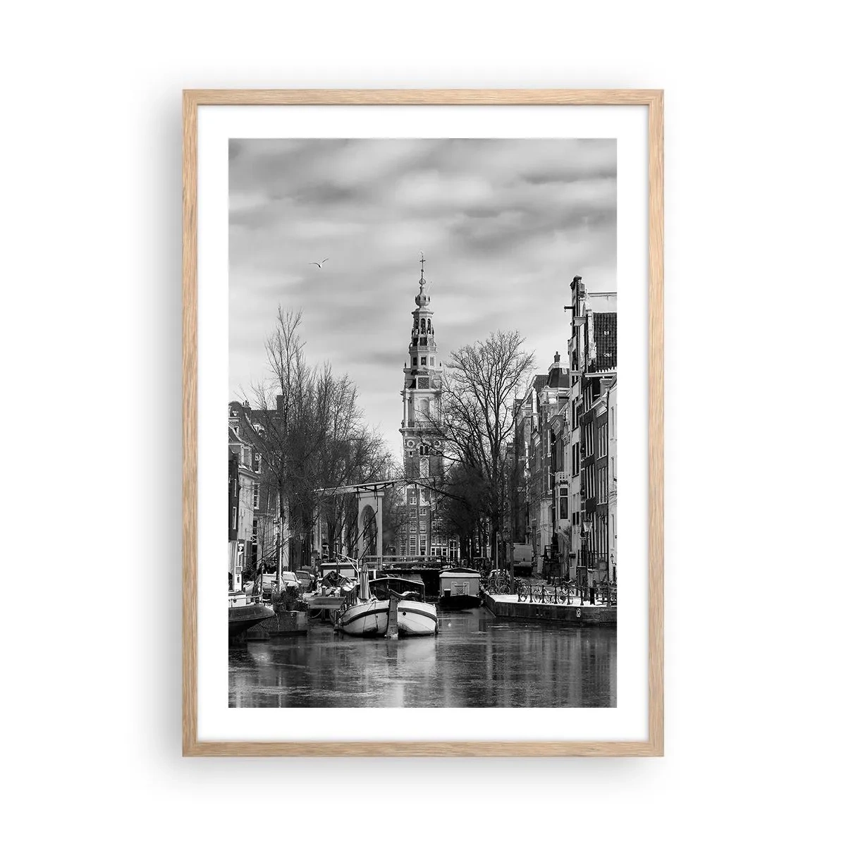 Poster în ramă de stejar deschis - Amsterdam vibes - 50x70 cm