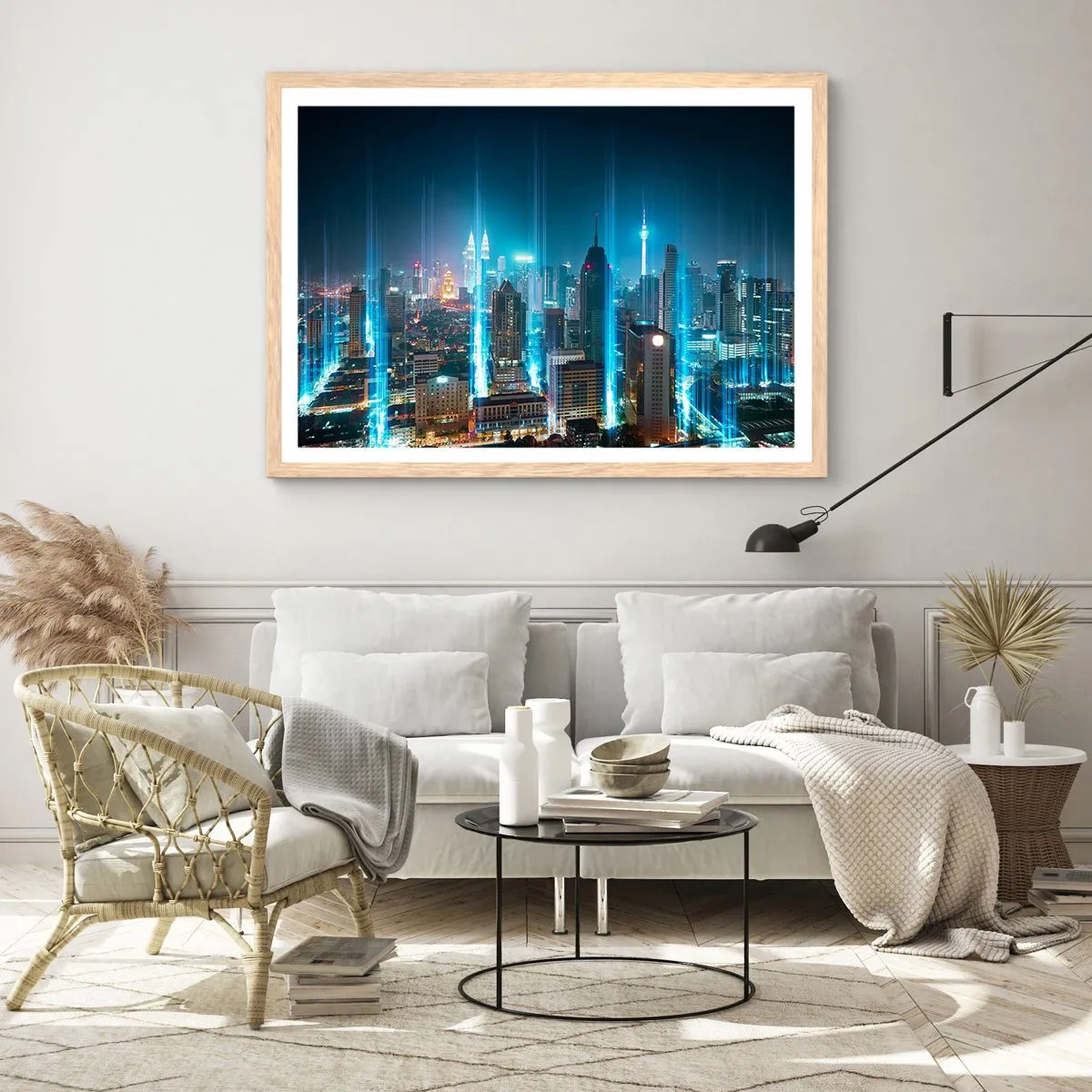 Poster în ramă de stejar deschis - Prin Berlin spre cer - 70x50 cm
