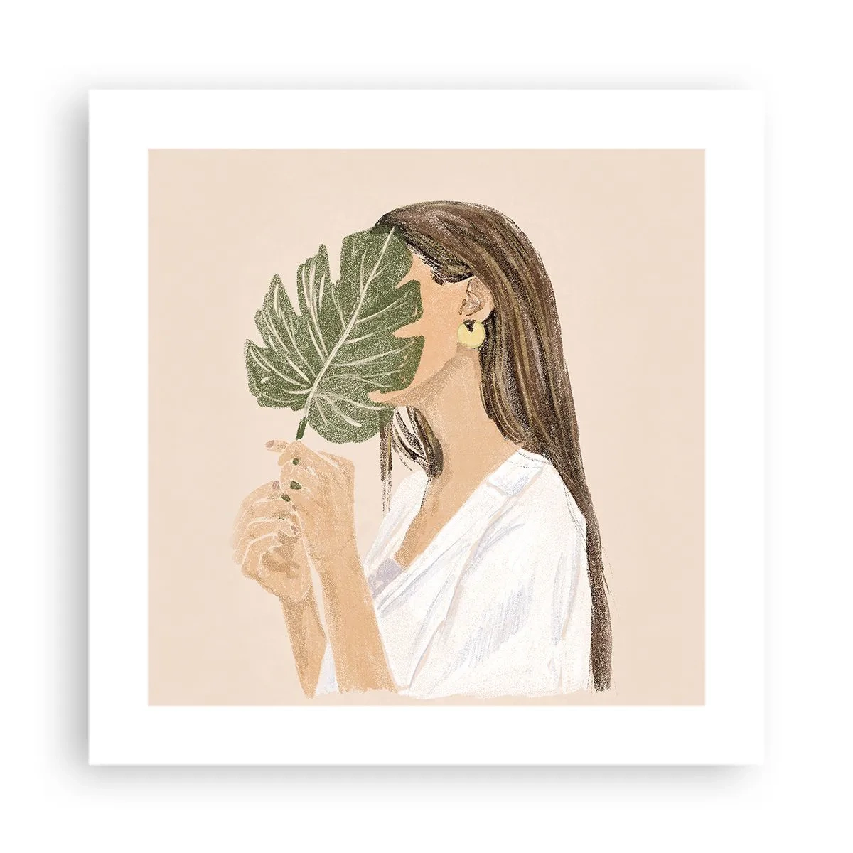 Poster - Portret misterios cu un evantai - 40x40 cm