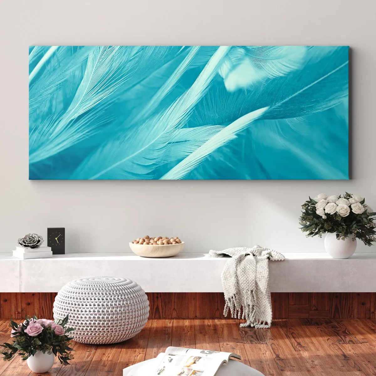 Tablou pe pânză - Înecându-se în puf - 160x50 cm