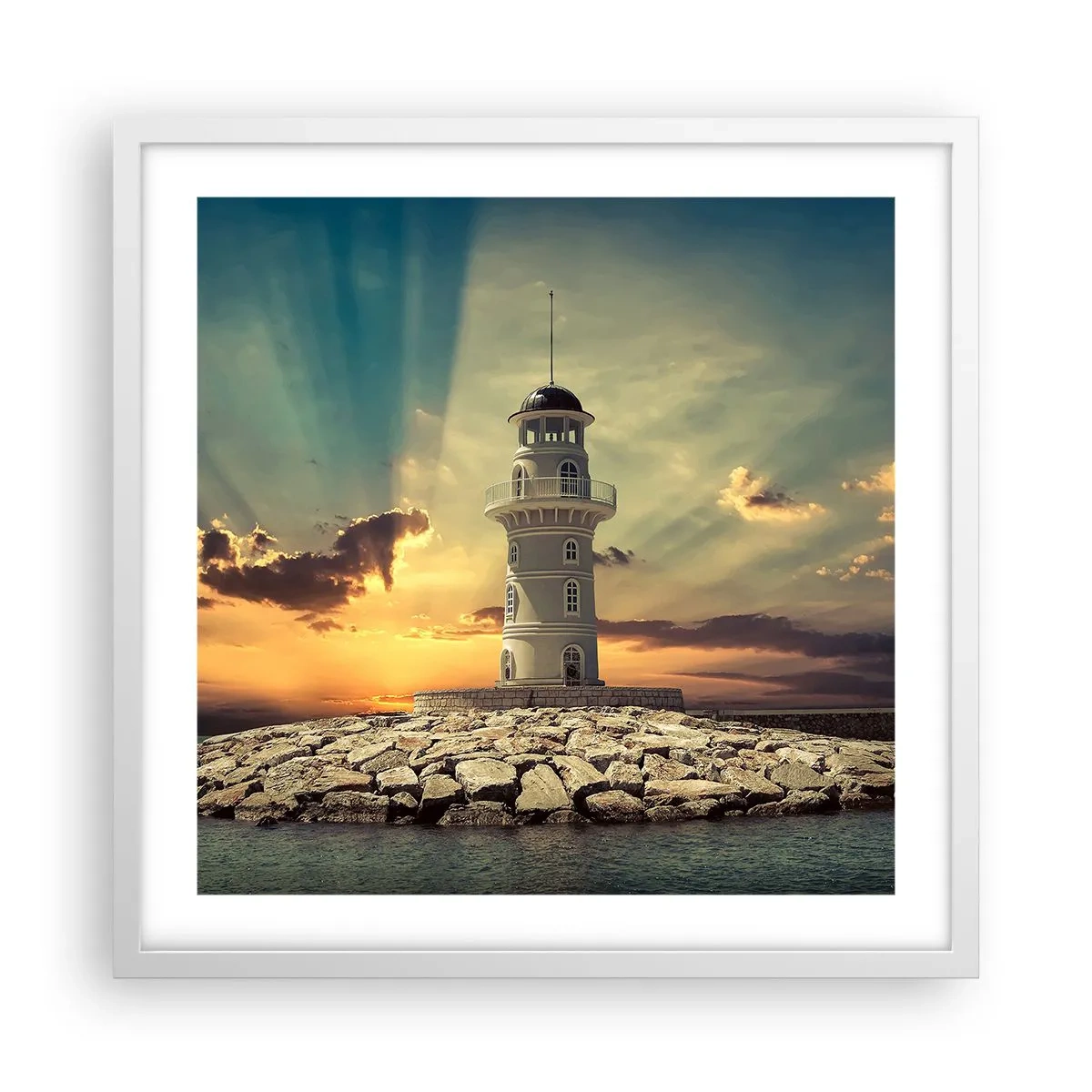 Poster în ramă albă - Lumină - Bunătate - Frumusețe - 50x50 cm