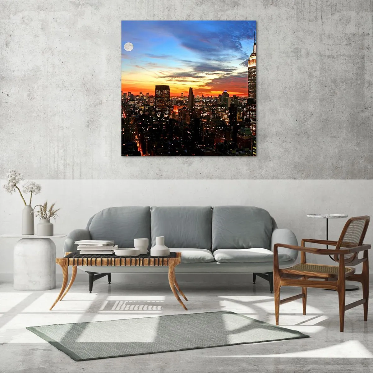 Tablou pe sticlă - O noapte americană luminoasă - 70x70 cm