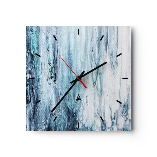 Ceas de perete - Ceas pe sticlă - Țurțuri de albastru - 30x30 cm