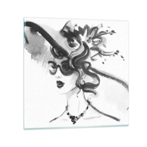 Tablou pe sticlă - Dama cu caracter - 60x60 cm