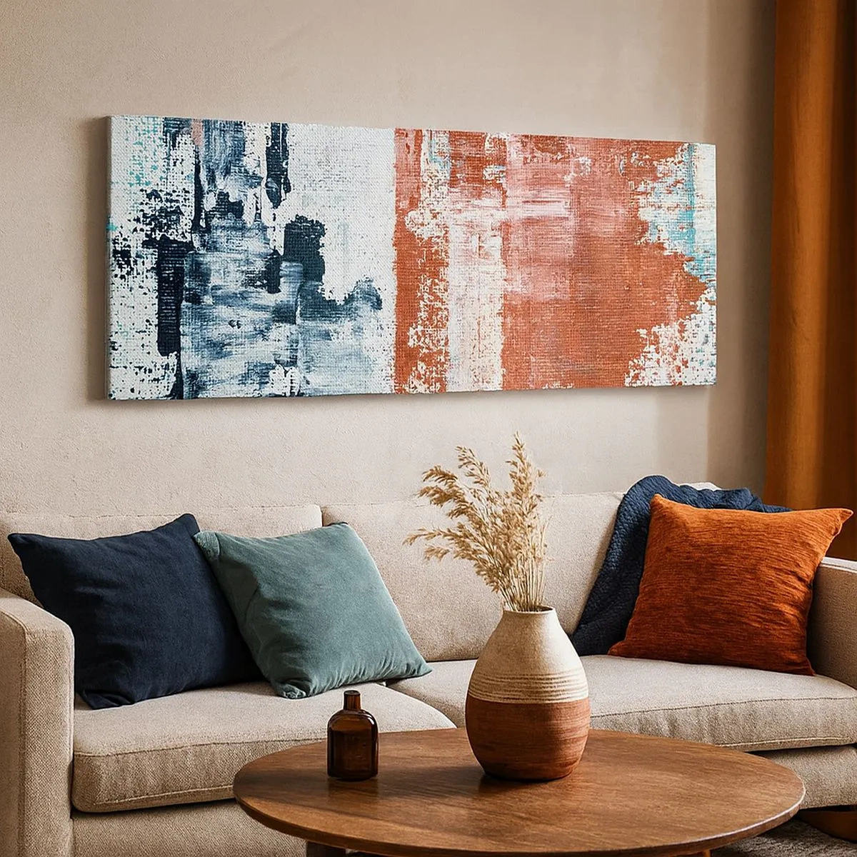 Tablou pe pânză - Jumi-juma abstract - 100x40 cm