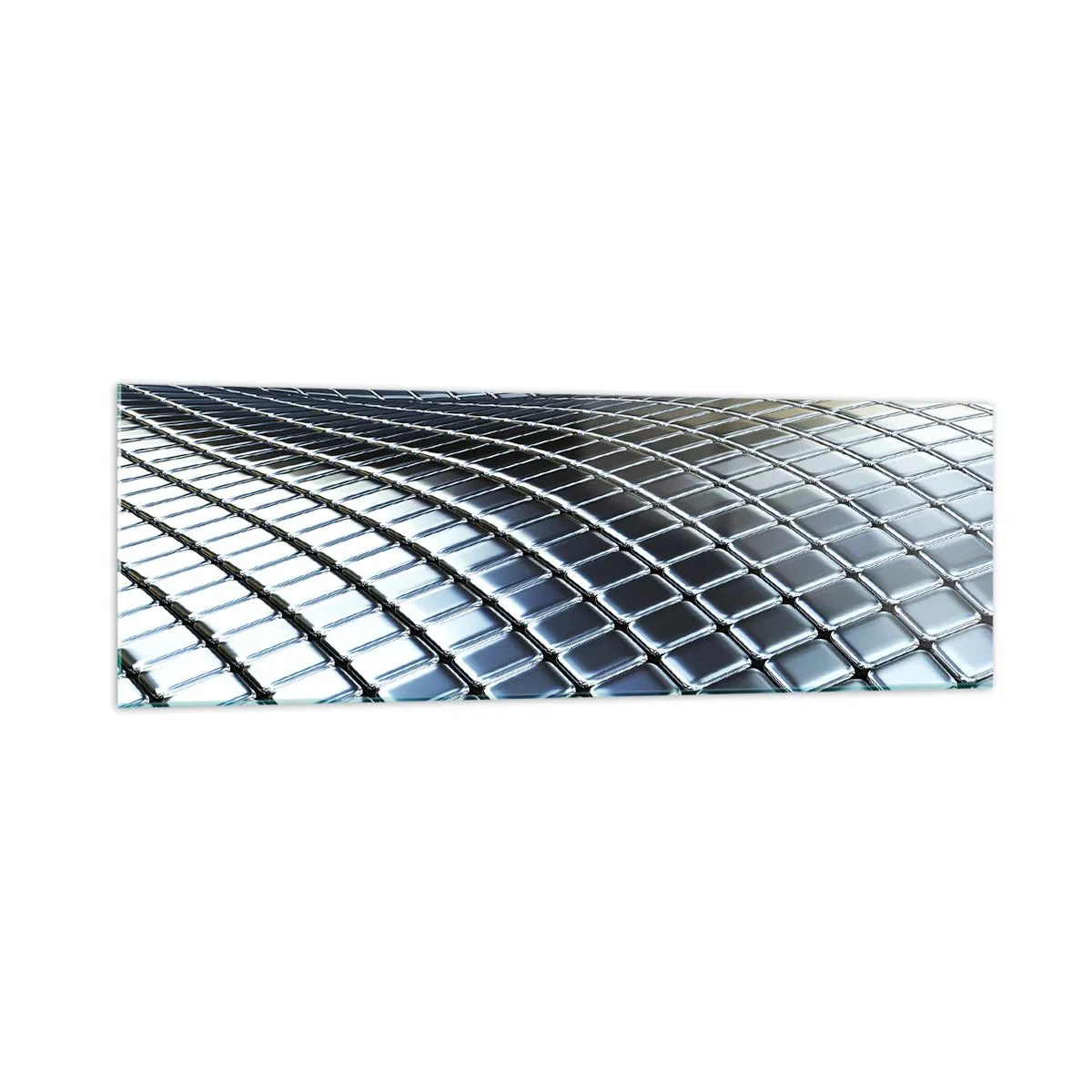 Tablou pe sticlă - Val metalic argintiu - 160x50 cm