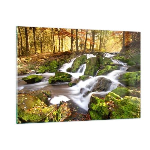 Tablou pe sticlă - Repede prin pădure de toamnă - 120x80 cm