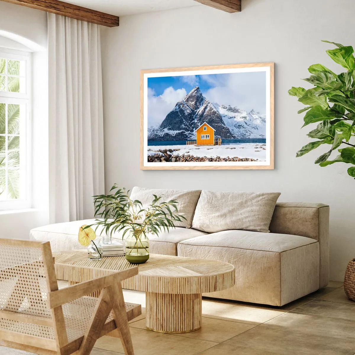 Poster în ramă de stejar deschis - Vacanță scandinavă - 100x70 cm