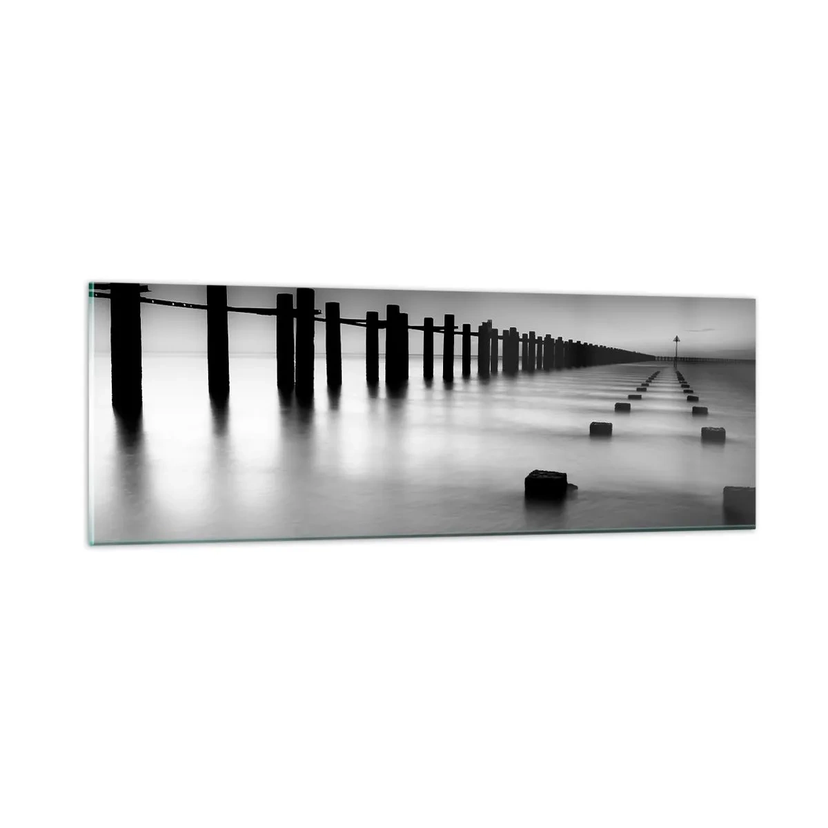 Tablou pe sticlă - În depărtare gri în ceață - 90x30 cm