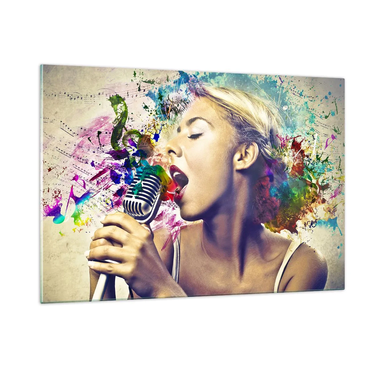 Tablou pe sticlă - Pictează lumea cu vocea ta - 120x80 cm