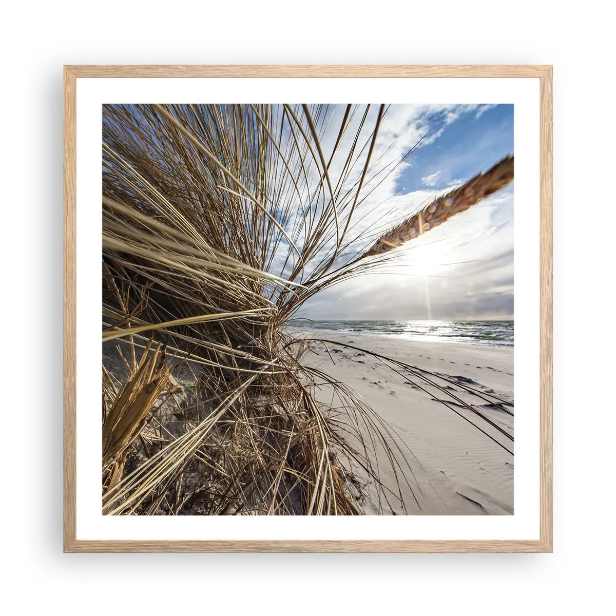 Poster în ramă de stejar deschis - O întâlnire a elementelor - 60x60 cm