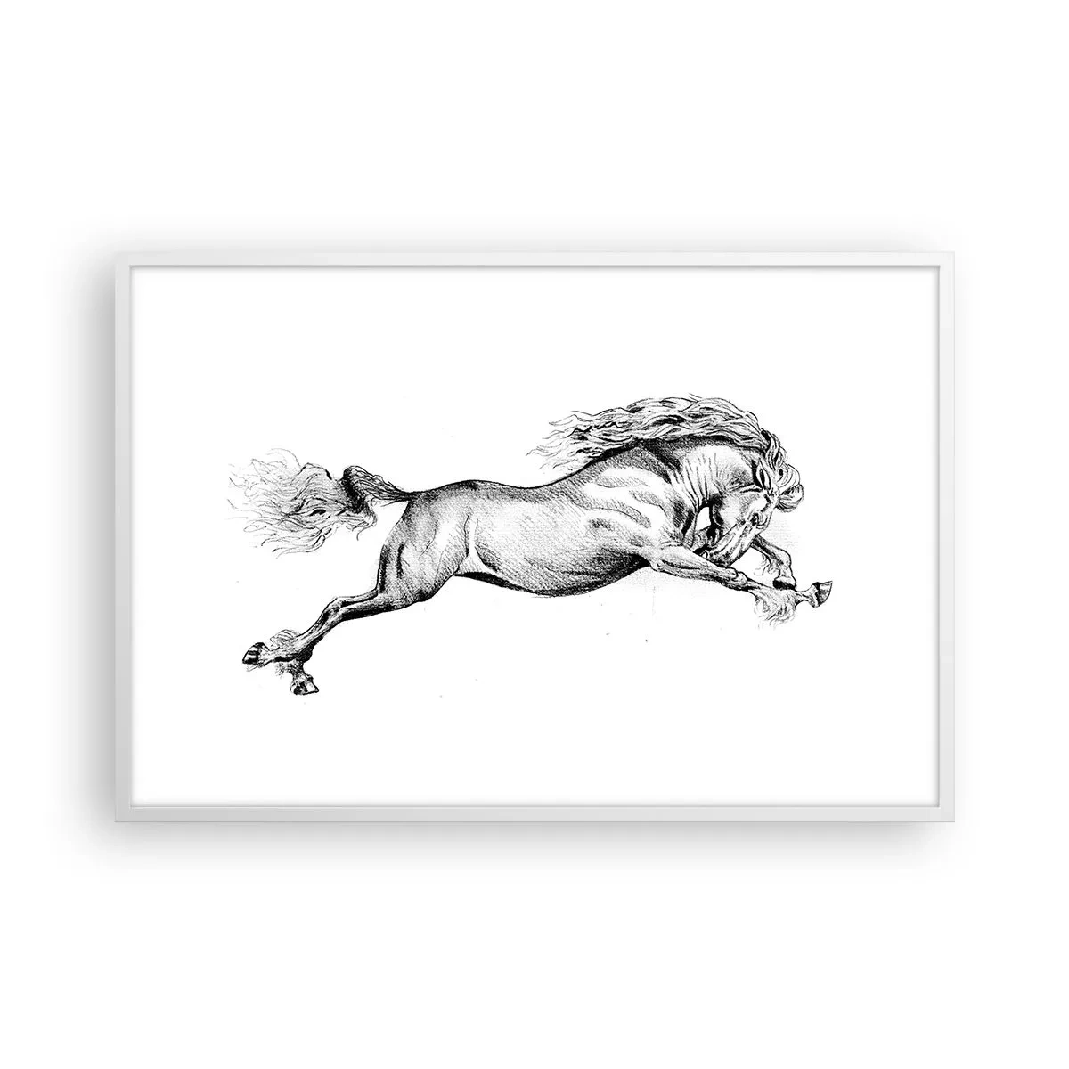 Poster în ramă albă - Oprit din galop - 91x61 cm