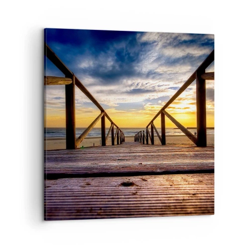 Tablou pe pânză - Direct la o plajă liniștită la apus de soare - 50x50 cm