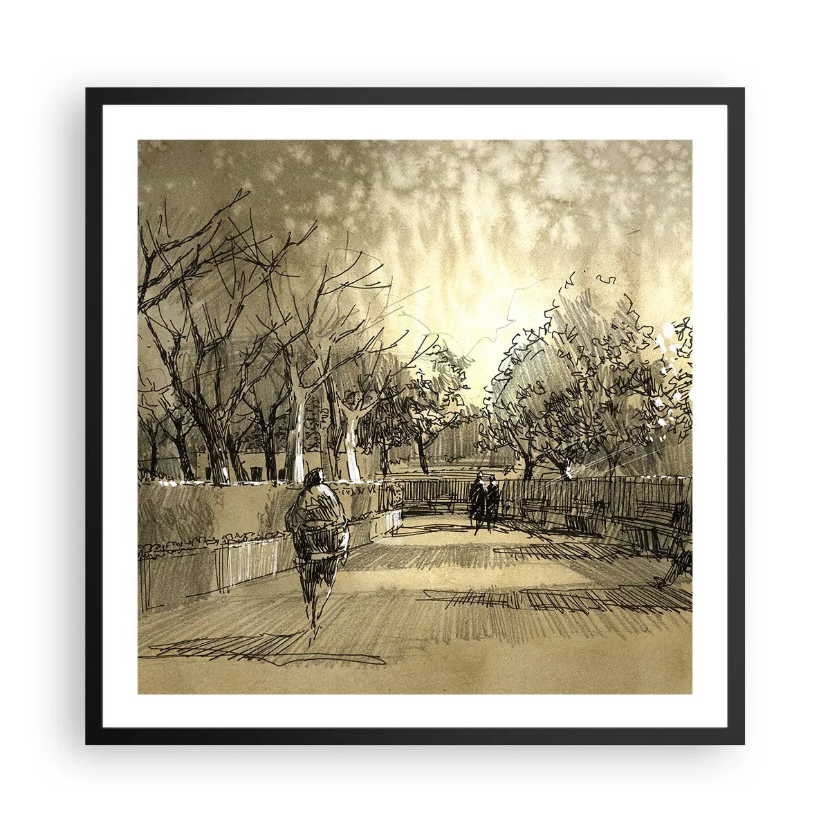 Poster în ramă neagră - Un moment reținut cu pene - 60x60 cm