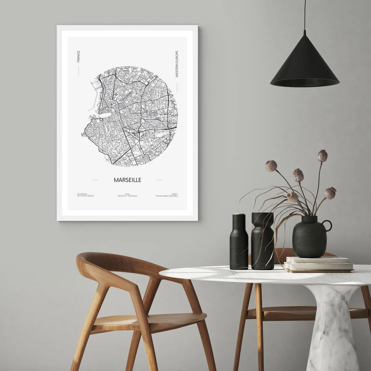 Poster în ramă albă - Anatomia Marsiliei - 30x40 cm