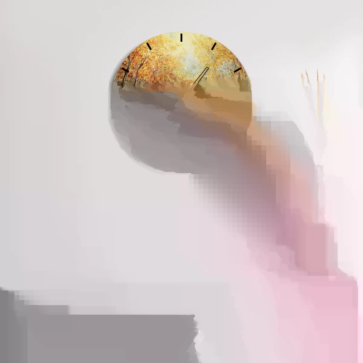 Ceas de perete - Ceas pe sticlă - Pârâul de aur - 40x40 cm