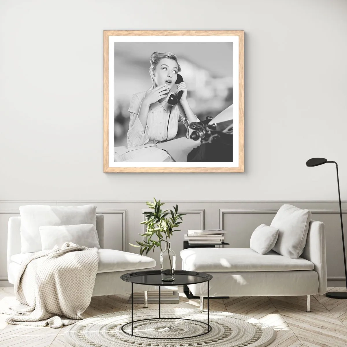 Poster în ramă de stejar deschis - Bună ziua, suntem în anii '50. - 40x40 cm