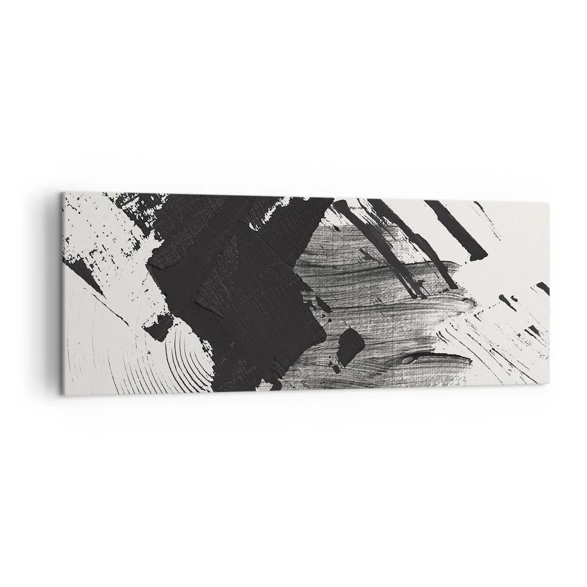 Tablou pe pânză - Abstracție - expresie de negru - 140x50 cm