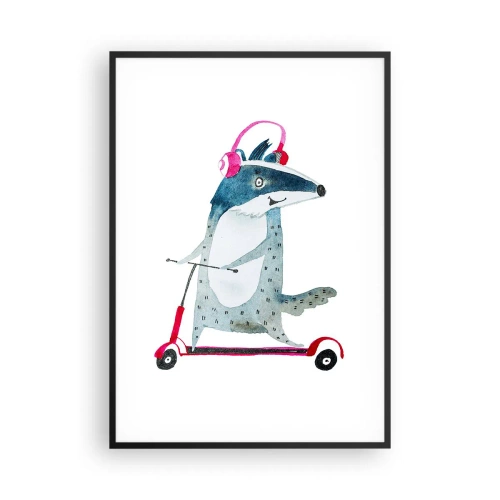 Poster în ramă neagră - Bucurie de bursuc - 70x100 cm