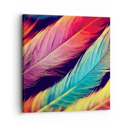 Tablou pe pânză - Curcubeu cu pene - 30x30 cm