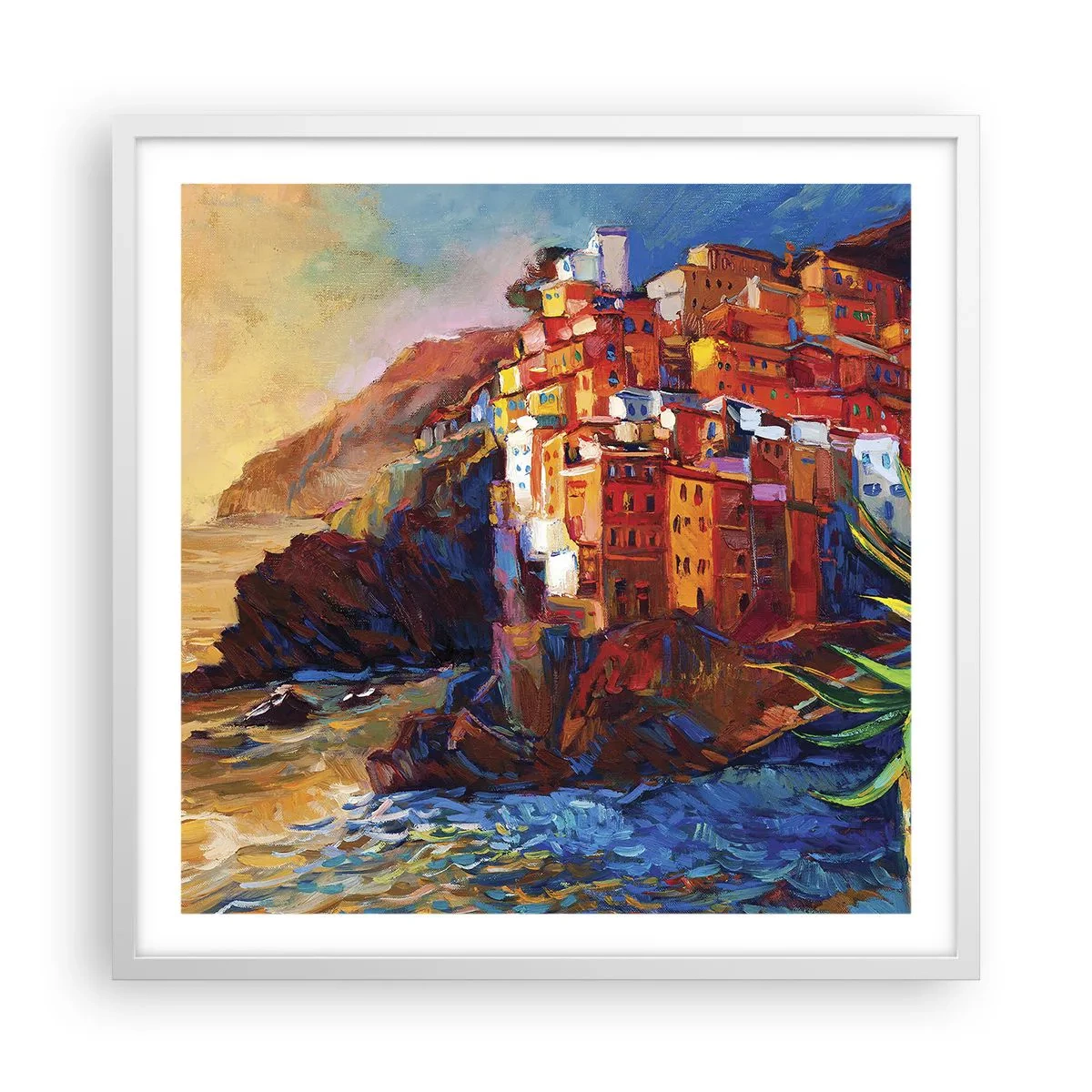 Poster în ramă albă - Oraș italian de vis - 60x60 cm