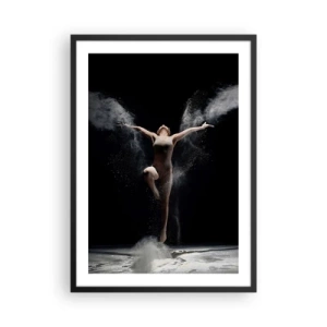 Poster în ramă neagră - Un dansator într-un nor de praf pe un fundal negru - 50x70cm - Elfii există - Decorațiune modernă pentru perete pentru living și dormitor ARTTOR
