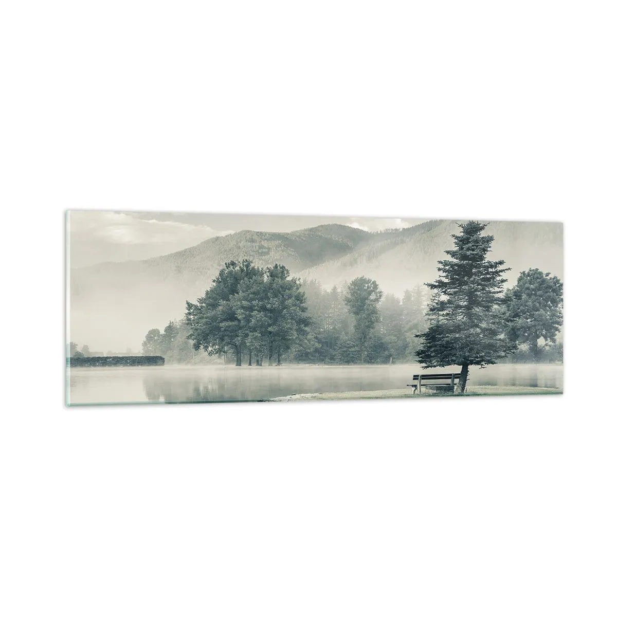Tablou pe sticlă - Lacul încă doarme - 90x30 cm