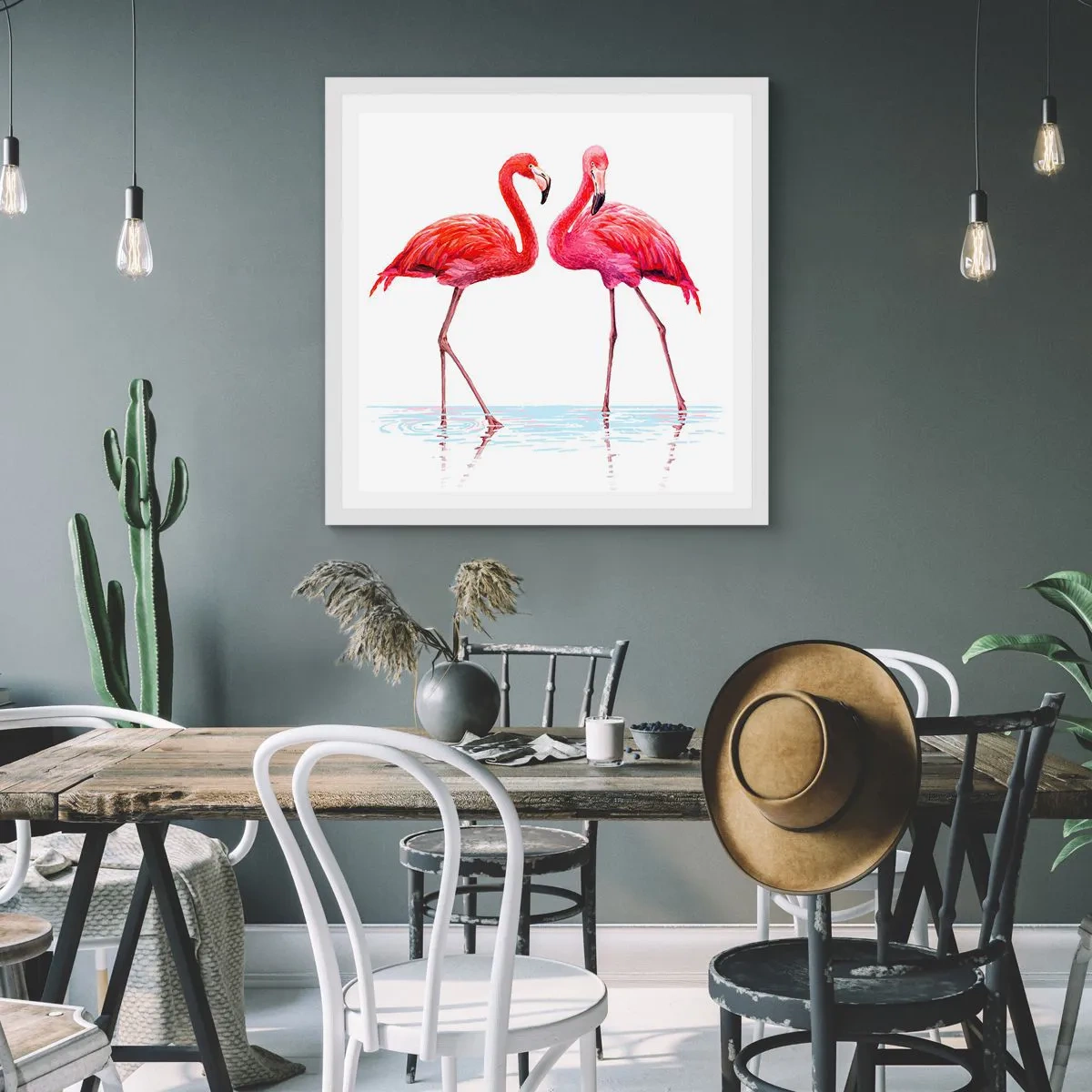 Poster în ramă albă - Pink randez-vous - 30x30 cm