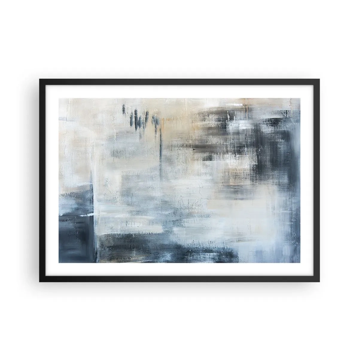 Poster în ramă neagră - În spatele unui voal albastru - 70x50 cm