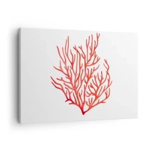 Tablou pe pânză Canvas - Coral roșu pe fundal alb, în stil minimalist - 70x50cm - Coral filigranat - Decorațiune modernă pentru perete pentru living și dormitor ARTTOR