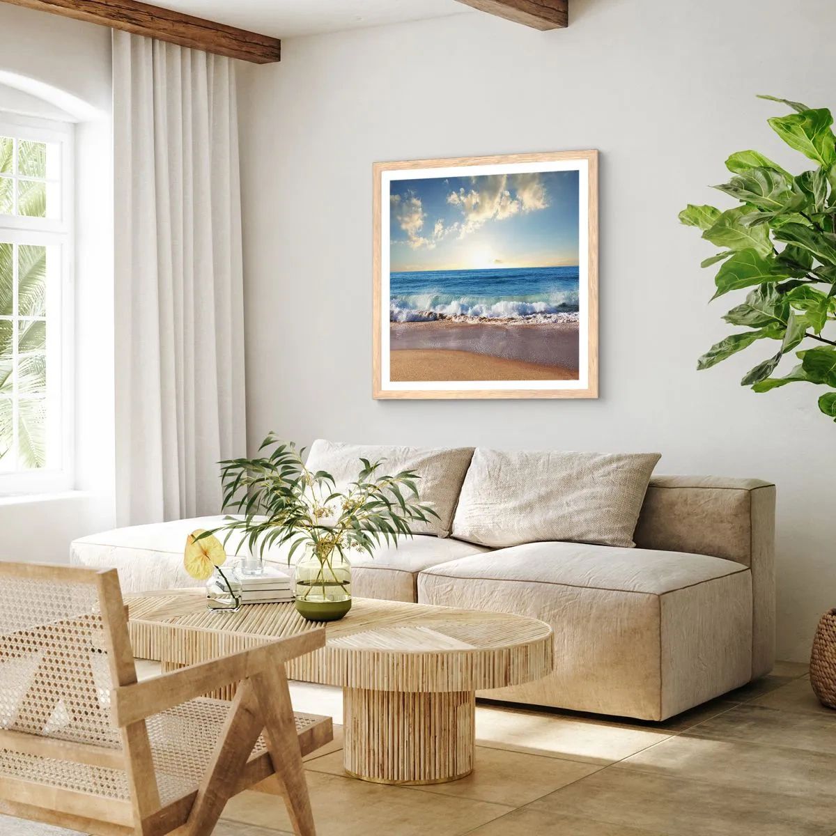 Poster în ramă de stejar deschis - Mișcare și liniște în același timp - 30x30 cm