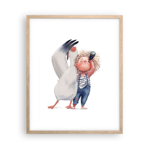 Poster în ramă de stejar deschis - Un plan pentru o călătorie minunată - 40x50 cm