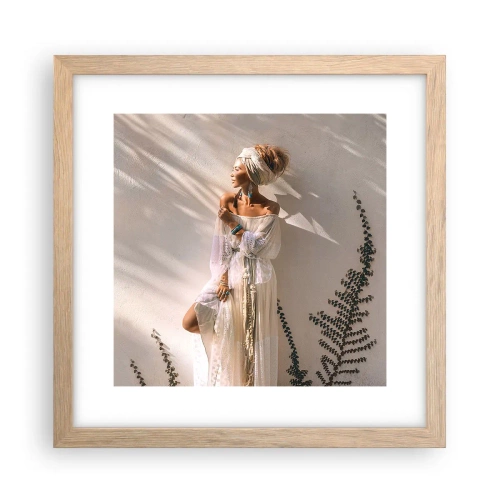 Poster în ramă de stejar deschis - Soarele și fata - 30x30 cm