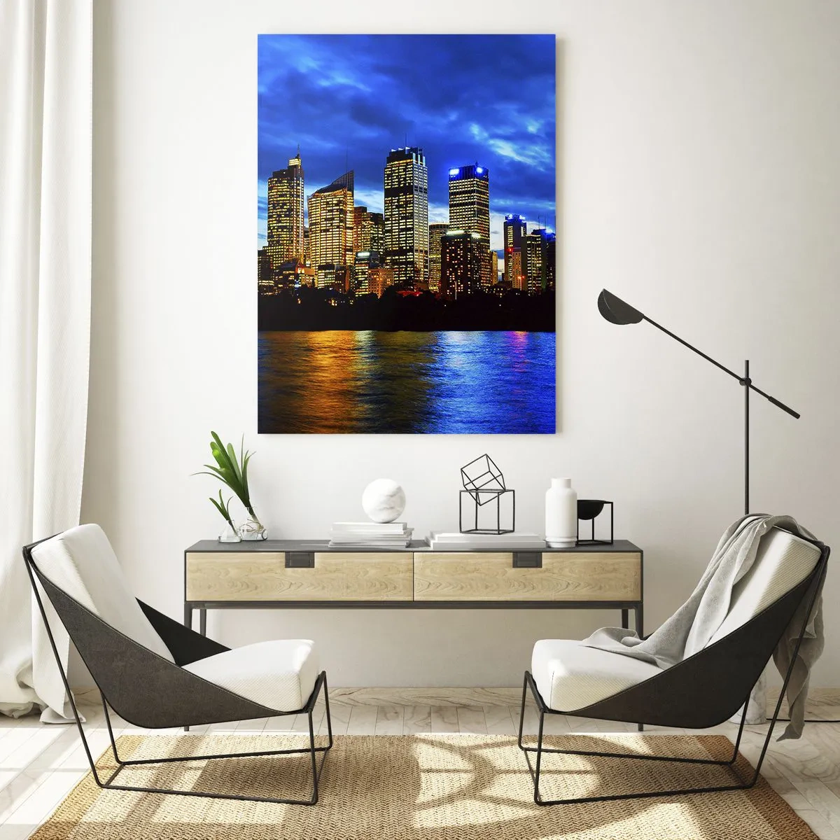 Tablou pe sticlă - O noapte de lumini și culori - 80x120 cm