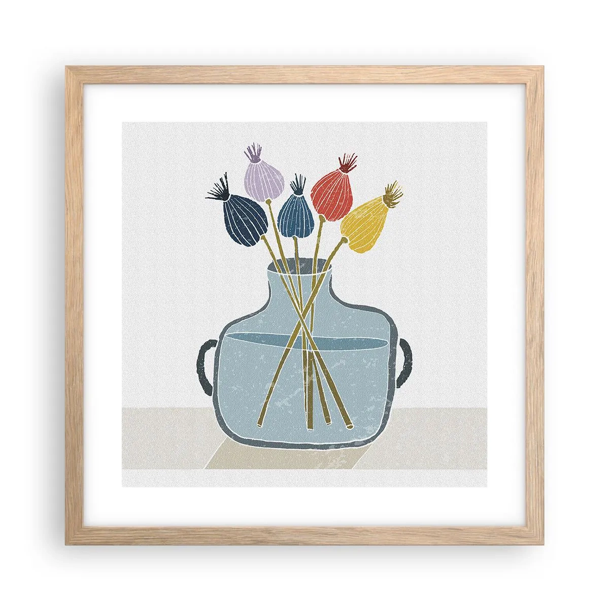 Poster în ramă de stejar deschis - Paparune sau maci? - 40x40 cm