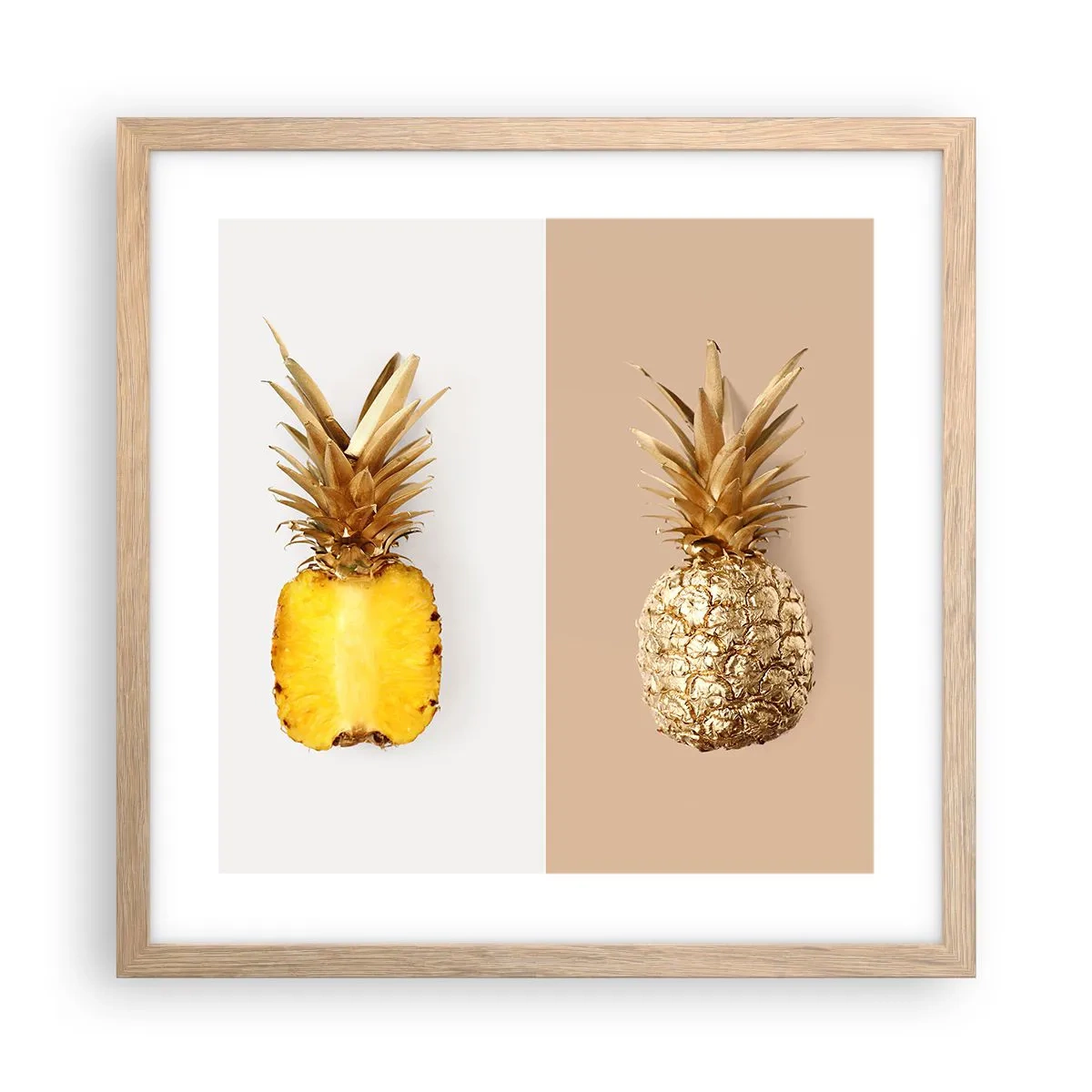 Poster în ramă de stejar deschis - Ananas de împărțit - 40x40 cm