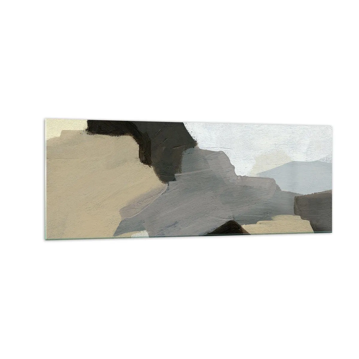 Tablou pe sticlă - Abstracție: despărțirile griului - 140x50 cm