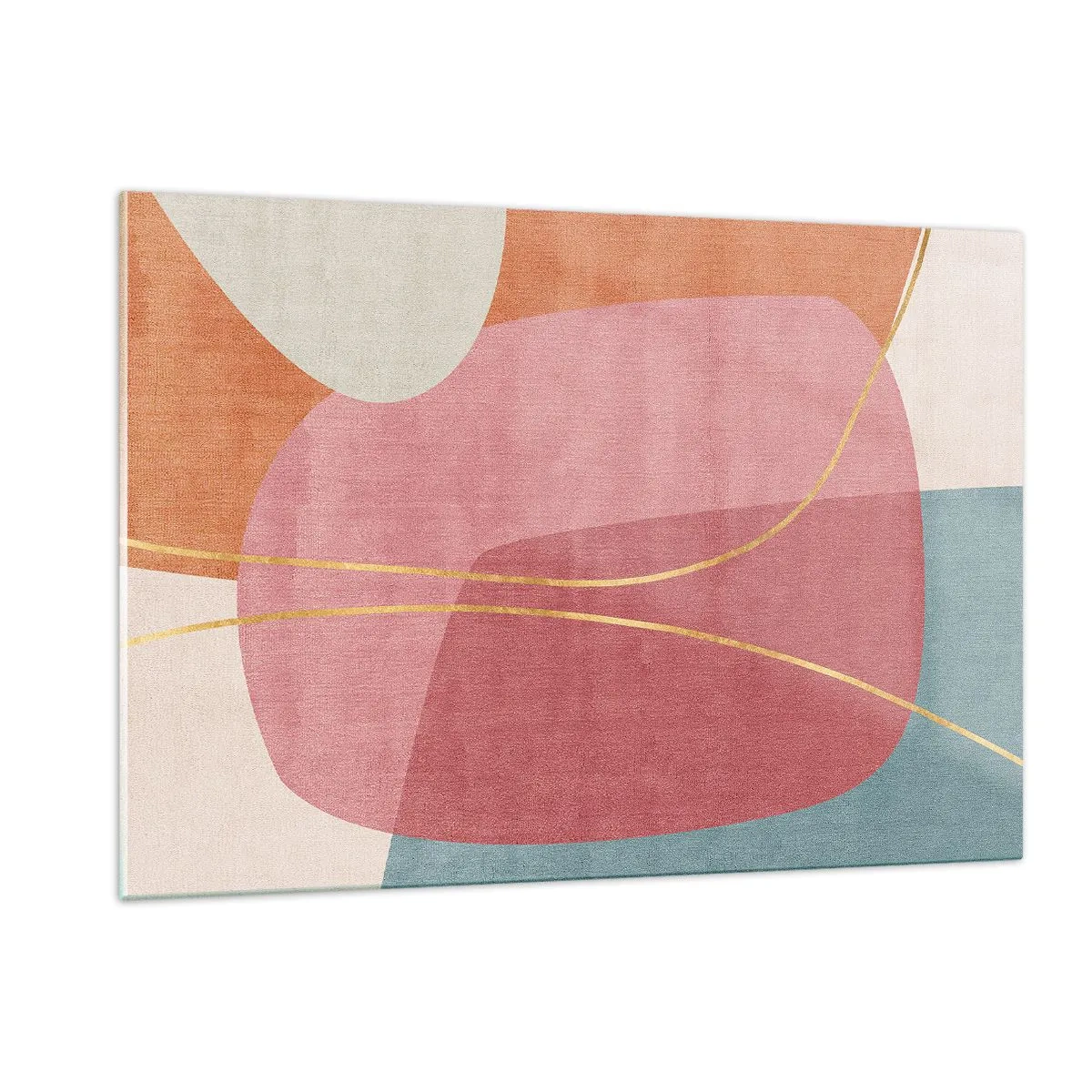 Tablou pe sticlă - Compoziție pastel cu fir de aur - 120x80 cm