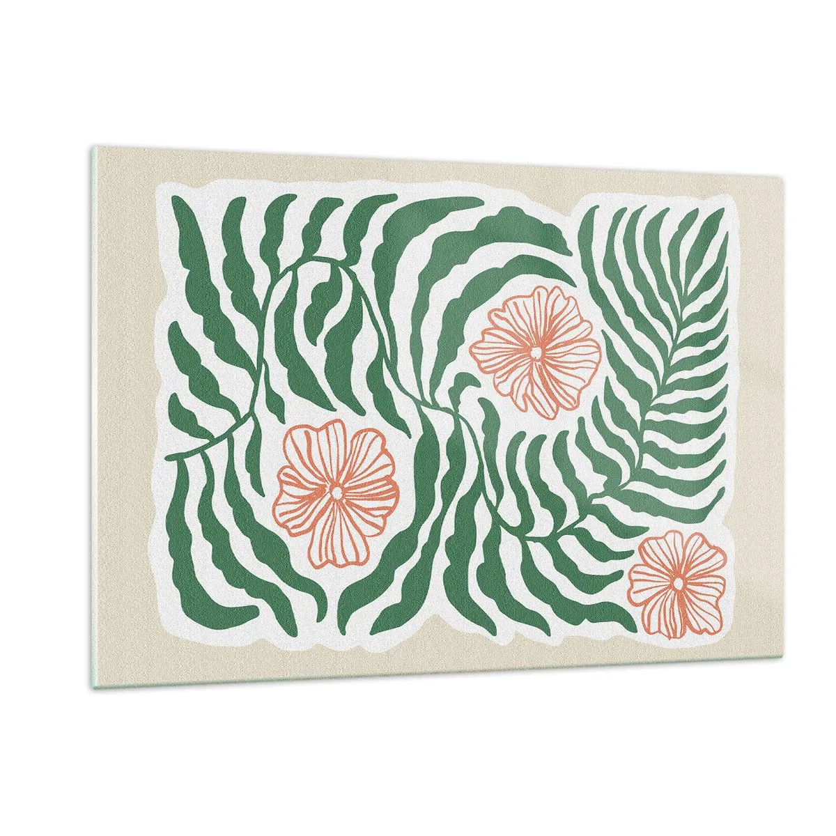 Tablou pe sticlă - Înflorite în verde - 120x80 cm