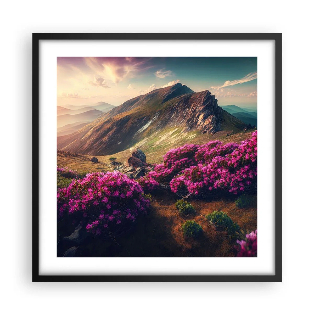 Poster în ramă neagră - Vara la munte - 50x50 cm