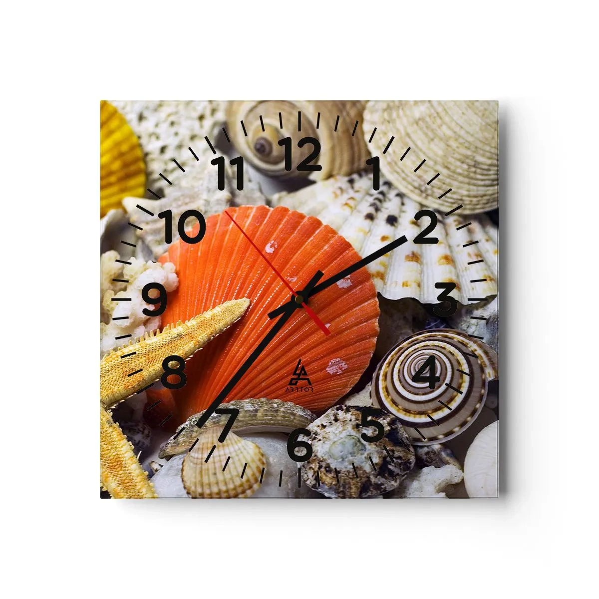 Ceas de perete - Ceas pe sticlă - Comorile oceanului - 30x30 cm