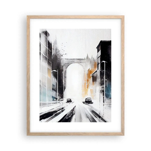 Poster în ramă de stejar deschis - Studiu de oraș: arhitectură și mișcare - 40x50 cm
